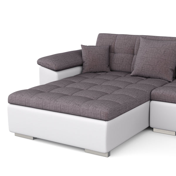 Ecksofa ARIA links taupe/weiss