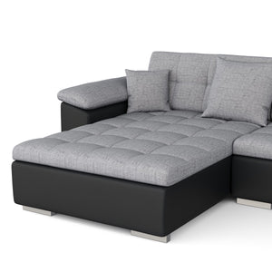 Ecksofa """"ARIA"""", schwarz/grau, links