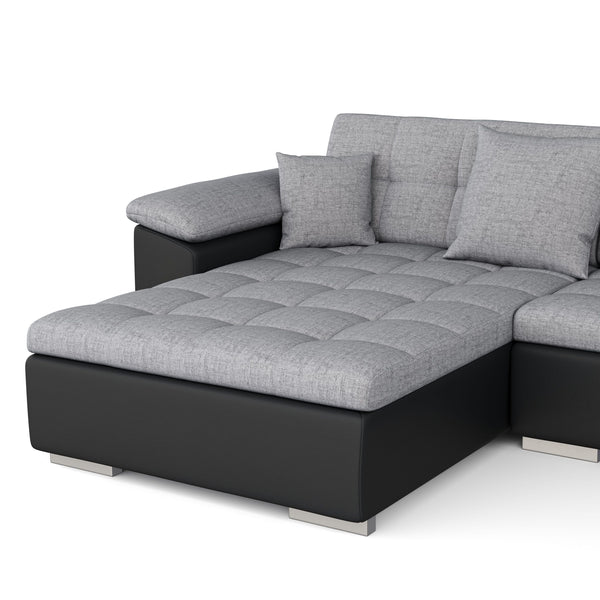 Ecksofa """"ARIA"""", schwarz/grau, links
