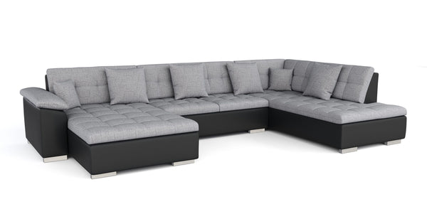 Ecksofa """"ARIA"""", schwarz/grau, links