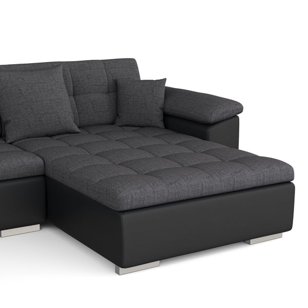 Sofa ARIA rechts grau/schwarz