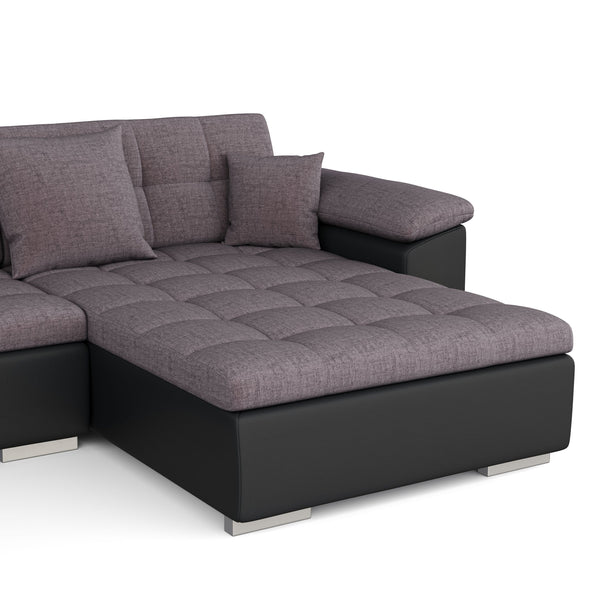 Ecksofa ARIA rechts taupe/schwarz