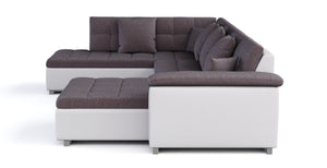 Ecksofa ARIA rechts taupe/weiss