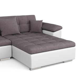Ecksofa ARIA rechts taupe/weiss
