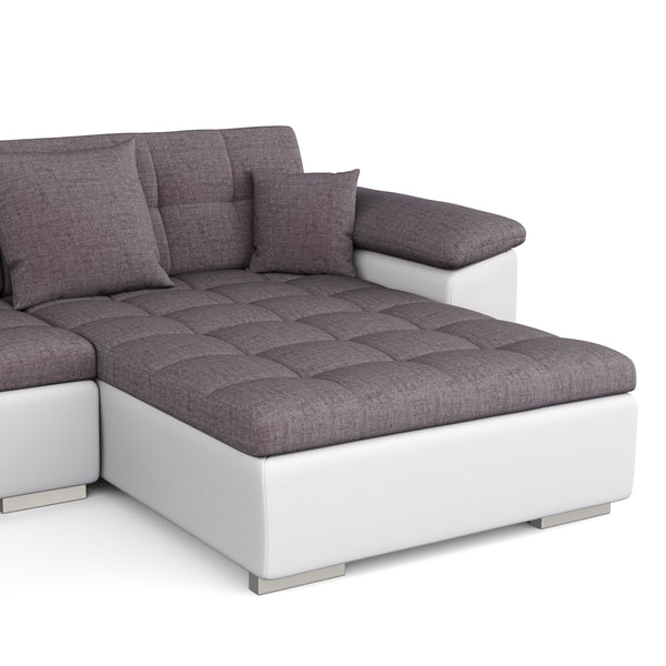 Ecksofa ARIA rechts taupe/weiss