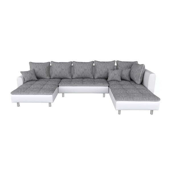 Ecksofa ""VEGAS"", grau/weiss