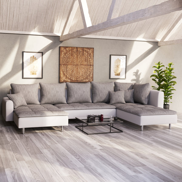 Ecksofa ""VEGAS"", grau/weiss