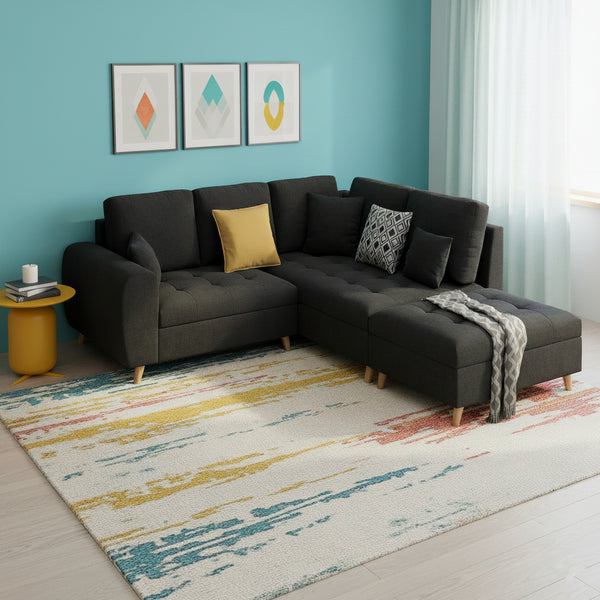 Ecksofa mit Ottomane ISLA rechts anthrazit