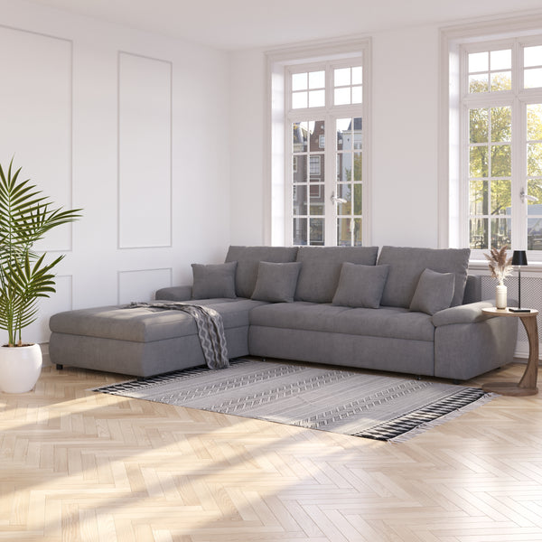 Ecksofa mit Schlaffunktion BRYNN links grau