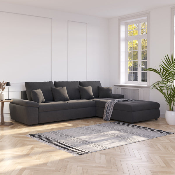 Ecksofa mit Schlaffunktion BRYNN rechts anthrazit