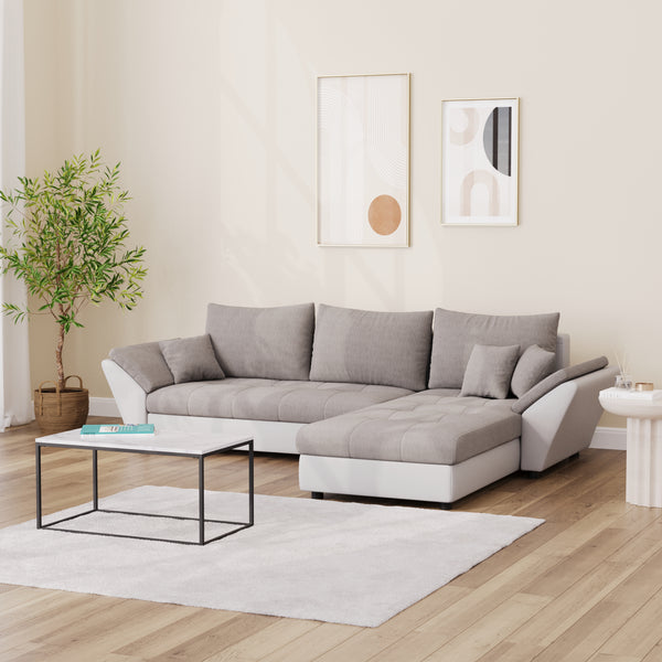 Ecksofa CAESAR weiss grau