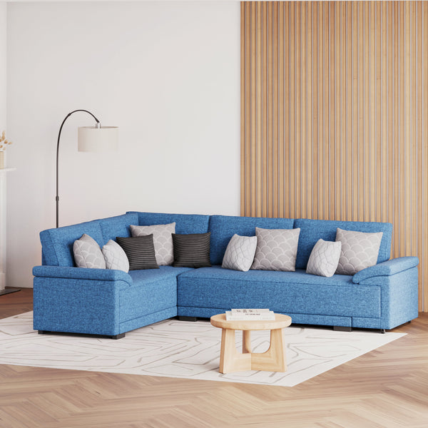 Ecksofa mit Schlaffunktion LYNN links blau