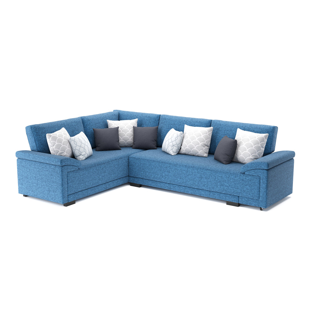 Divano angolare con funzione letto LYNN blu sinistro
