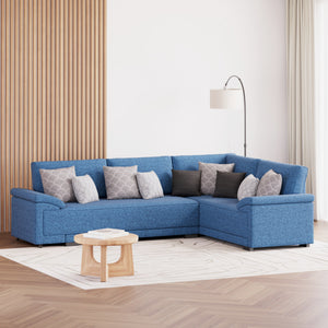 Ecksofa mit Schlaffunktion LYNN rechts blau