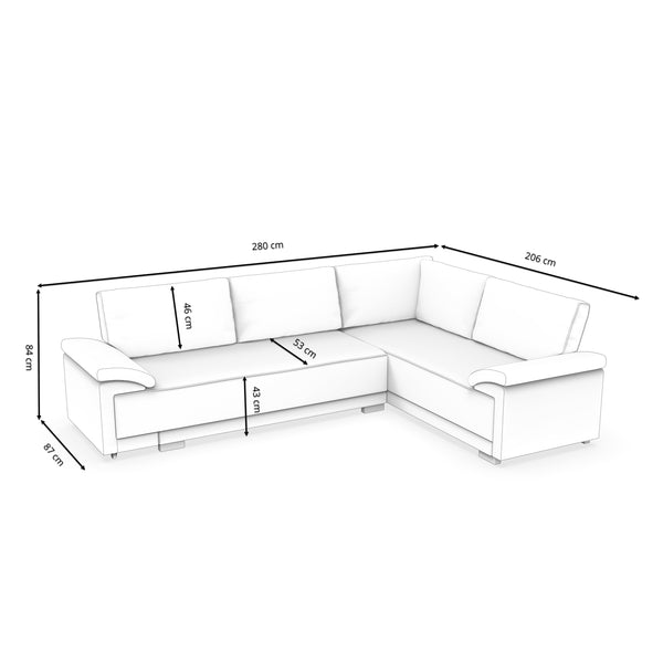 Ecksofa mit Schlaffunktion LYNN rechts blau