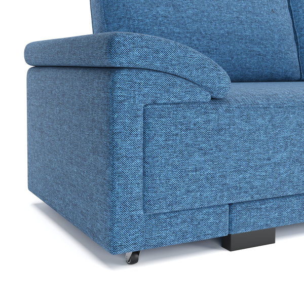 Ecksofa mit Schlaffunktion LYNN rechts blau