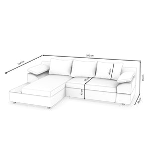Ecksofa NALA mit Schlaffunktion links