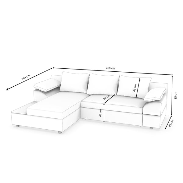 Ecksofa NALA mit Schlaffunktion links