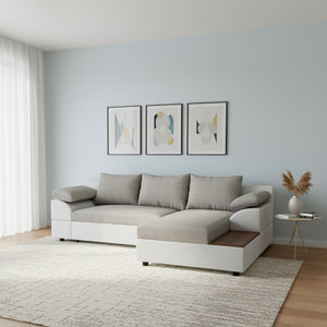 Ecksofa mit Schlaffunktion NALA rechts weiss