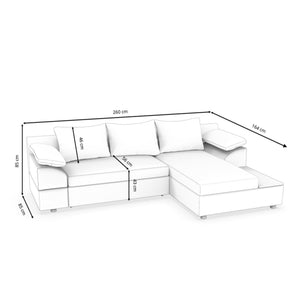 Ecksofa mit Schlaffunktion NALA rechts weiss