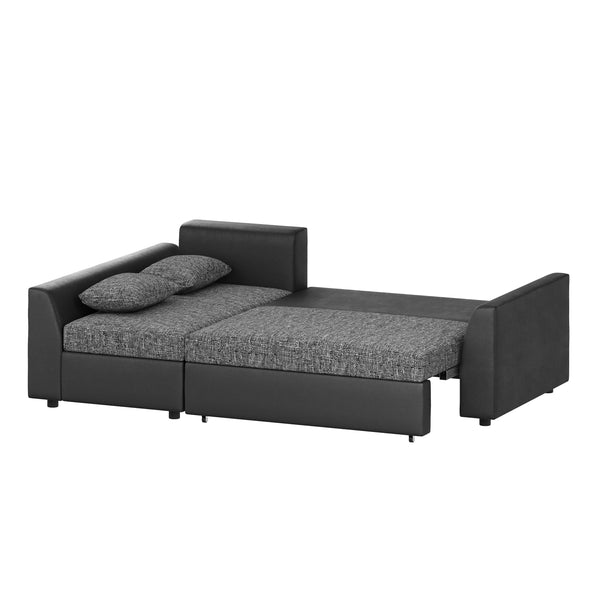 Ecksofa mit Schlaffunktion NICOLET links grau/schwarz