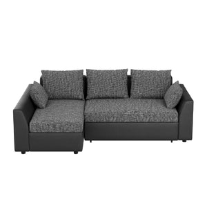 Ecksofa mit Schlaffunktion NICOLET links grau/schwarz