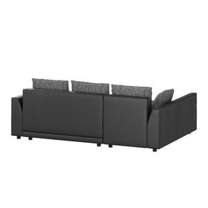 Ecksofa mit Schlaffunktion NICOLET links grau/schwarz