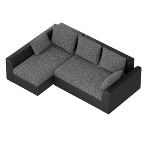 Ecksofa mit Schlaffunktion NICOLET links grau/schwarz
