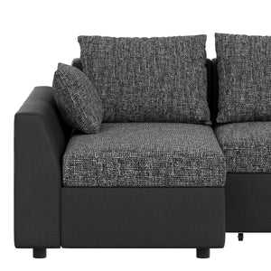 Ecksofa mit Schlaffunktion NICOLET links grau/schwarz