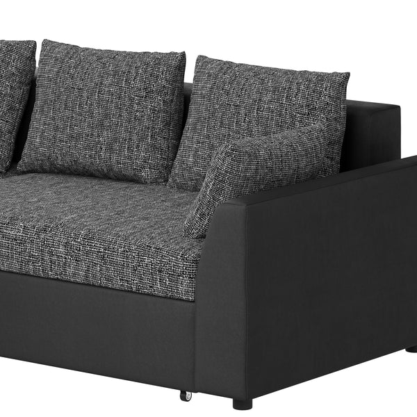 Ecksofa mit Schlaffunktion NICOLET links grau/schwarz