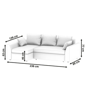 Ecksofa mit Schlaffunktion NICOLET links grau/schwarz