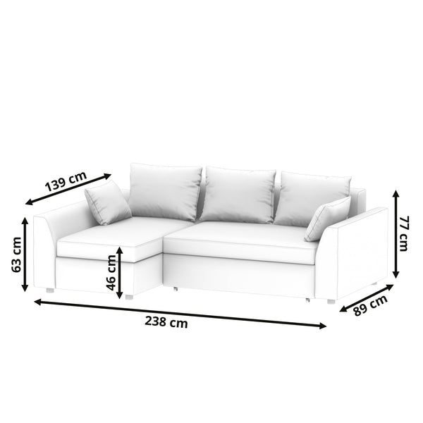 Ecksofa mit Schlaffunktion NICOLET links grau/schwarz
