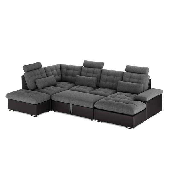 Ecksofa mit Schlaffunktion SORAYA links anthrazit/schwarz