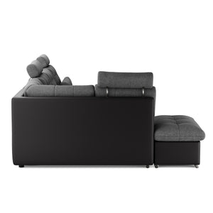 Ecksofa mit Schlaffunktion SORAYA links anthrazit/schwarz