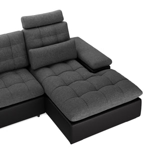 Ecksofa mit Schlaffunktion SORAYA links anthrazit/schwarz