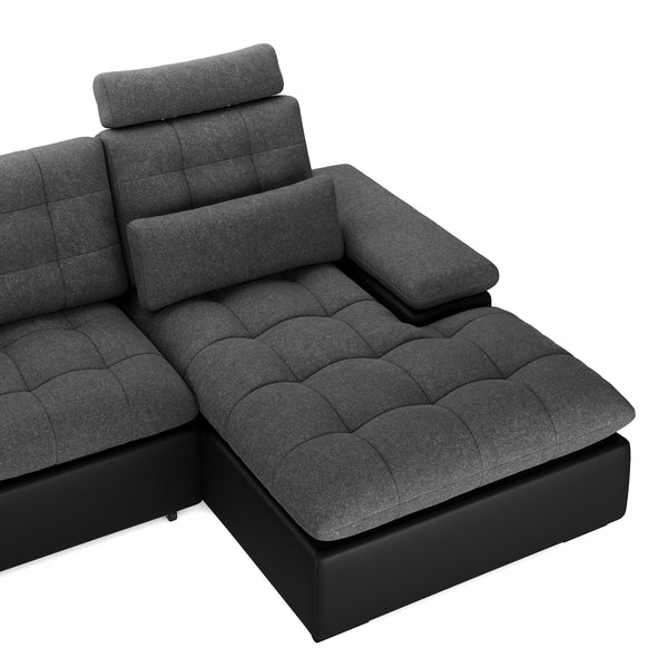 Ecksofa mit Schlaffunktion SORAYA links anthrazit/schwarz