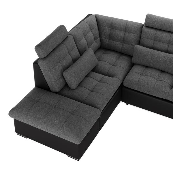 Ecksofa mit Schlaffunktion SORAYA links anthrazit/schwarz