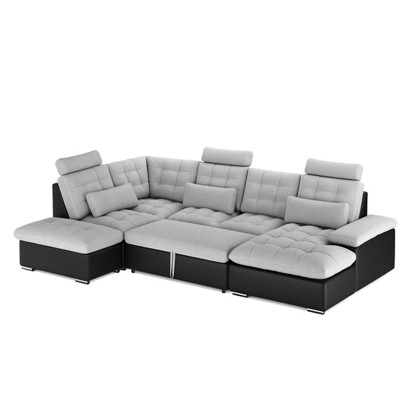 Ecksofa mit Schlaffunktion SORAYA links grau/schwarz