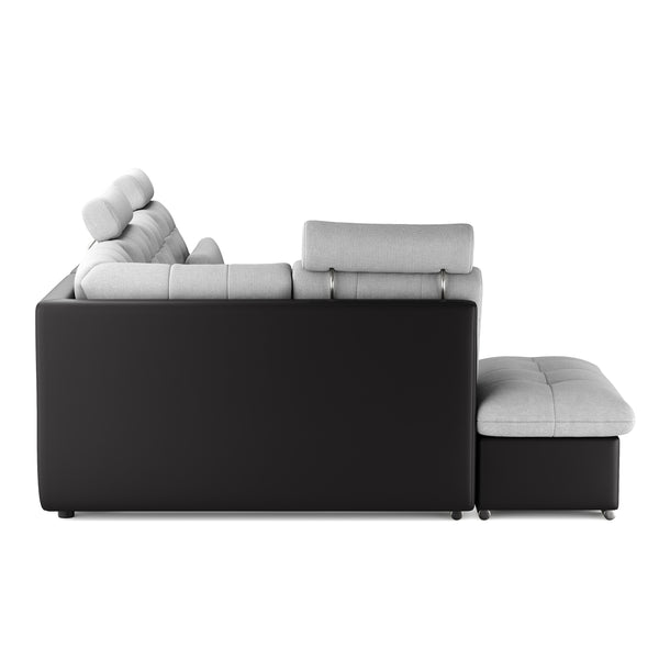Ecksofa mit Schlaffunktion SORAYA links grau/schwarz