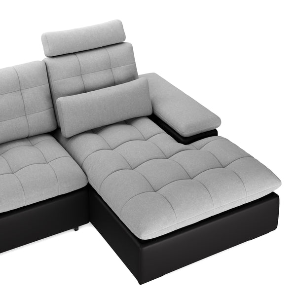 Ecksofa mit Schlaffunktion SORAYA links grau/schwarz