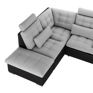 Ecksofa mit Schlaffunktion SORAYA links grau/schwarz
