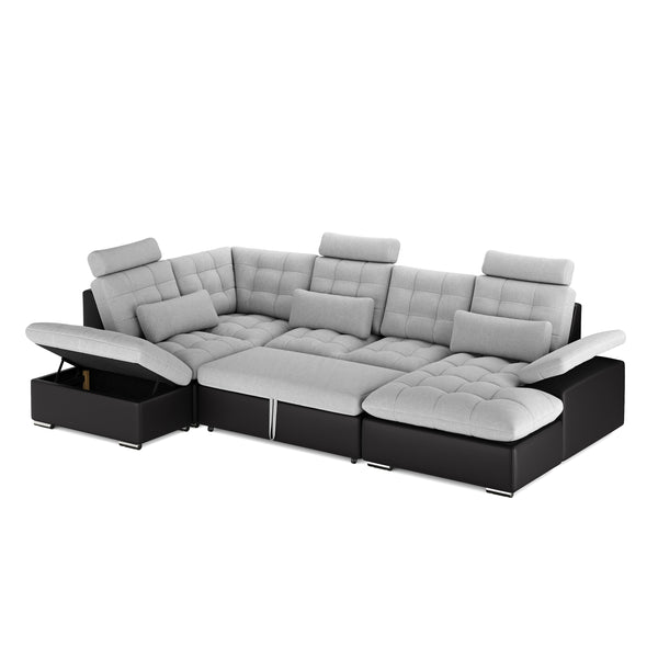 Ecksofa mit Schlaffunktion SORAYA links grau/schwarz