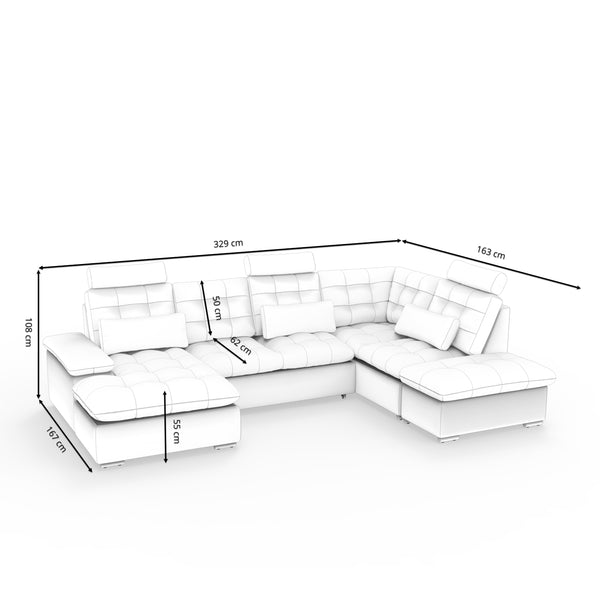 Ecksofa mit Schlaffunktion SORAYA rechts anthrazit/schwarz