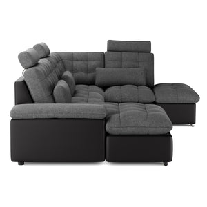 Ecksofa mit Schlaffunktion SORAYA rechts anthrazit/schwarz
