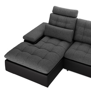 Ecksofa mit Schlaffunktion SORAYA rechts anthrazit/schwarz