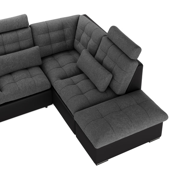 Ecksofa mit Schlaffunktion SORAYA rechts anthrazit/schwarz