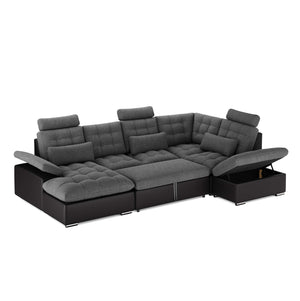 Ecksofa mit Schlaffunktion SORAYA rechts anthrazit/schwarz