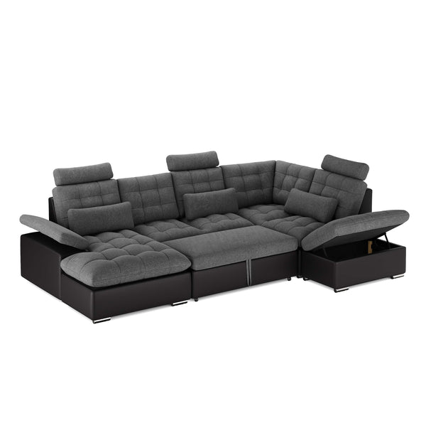 Ecksofa mit Schlaffunktion SORAYA rechts anthrazit/schwarz