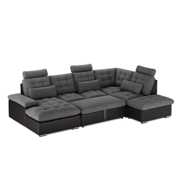 Ecksofa mit Schlaffunktion SORAYA rechts anthrazit/schwarz