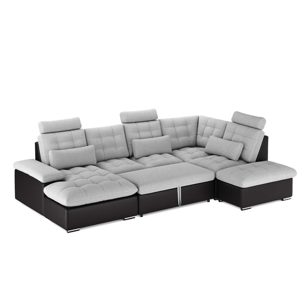 Ecksofa mit Schlaffunktion SORAYA rechts grau/schwarz